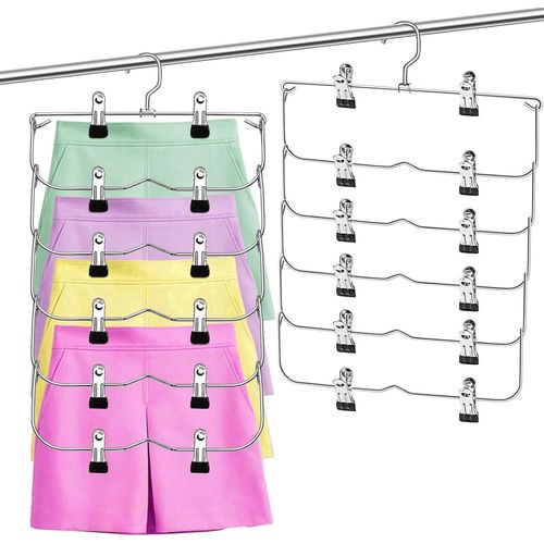 ASFASFq-Cintres Pantalon, Cintre Gain de Place de 2 Pièces Cintres Pince avec Clips Réglables Antidérapants, Cintre Pliable en Métal pour Pantalons, Jupes Chaussettes, Vêtements, Écharpe