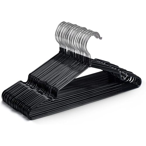 Jexnovashop-Cintres En Métal Revêtus De Caoutchouc Premium - Lot De 20, Gain De Place, Organisation, Rangement, Cintres Robustes Pour Armoire, Penderie, Dressing, Porte-Manteaux Et Barre-Tringle (Noi