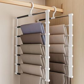 Cintre Pantalon 2 Pcs Cintres 49x36cm Ceintre pour Porte Pantalons Dressing Gain de Place Pants Hangers Multifonctionnel Échelle pour Range Pantalon,Vêtements,Serviettes,Jeans Blanc