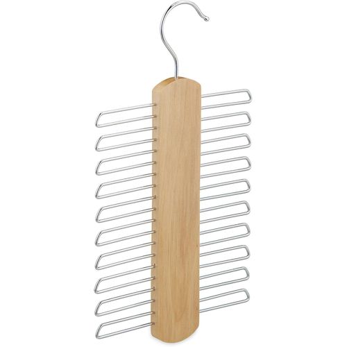 Maas-Cintres Cravates, Rangement De 20 Cravates, Support Cravates Armoire, Crochet Pivote À 360°, En Bois, Nature