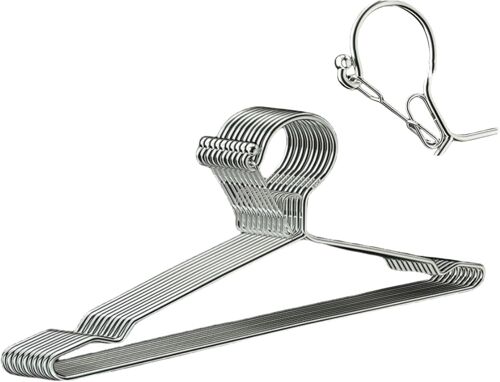 Ulteronixshop-Lot de 10 16.5"" cintres métalliques - Capacité de Charge de 11,3 kg - T = 4 mm - en Acier Inoxydable - Fin et résistant au Vent - Crochets métalliques - 42 cm - Argenté