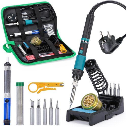 LETNERNY-947-Ix Kit Fer À Souder Électronique Avec Température Réglable 220 480°C, Bouton D'Allumage Fer À Souder Électrique Température Contrôlée Esd-Sécurisé Avec Support 5 Pointes De Soudure(Eu Pl