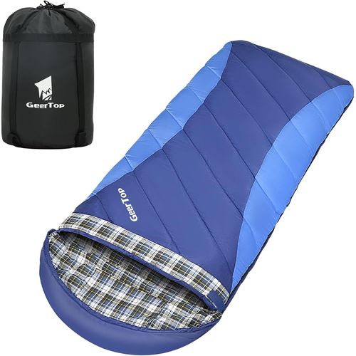 Letnerny-Sac De Couchage Xxl 4 Saisons En Flanelle - 220 X 100 Cm - Pour Adultes - Compact Et Portable - Pour Le Camping, La Randonnée, La Randonnée, L'extérieur Et L'intérieur - Bleu