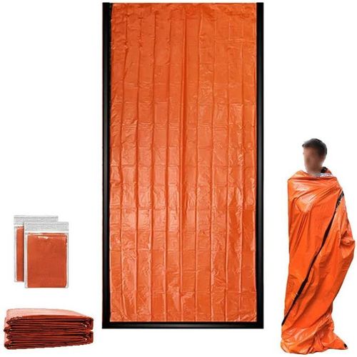 Letnerny-Lot De 2 Sacs De Couchage D'urgence Pour Garder Le Corps Au Chaud - Résistant À L'eau - Pour Le Camping, La Randonnée - Orange