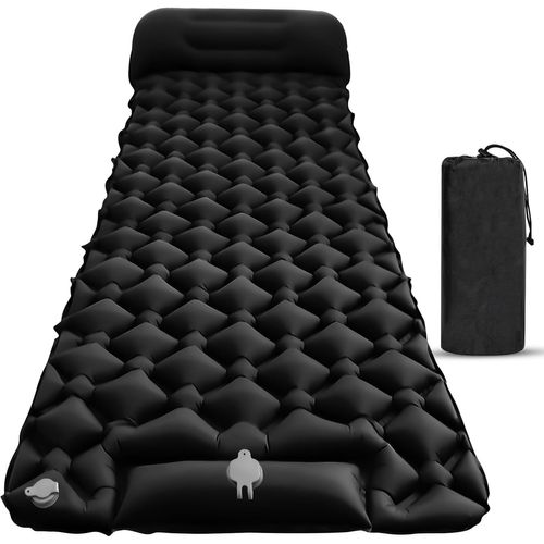LETNERNY-Matelas Gonflable Avec Pompe Intégrée ¿ Matelas Pour 1 Personne Avec Oreiller ¿ Compact Et Léger ¿ Noir