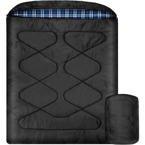 Letnerny-Sac De Couchage Double Couche En Flanelle De Coton D'hiver, 2 Personnes Imperméable À L'eau Sac De Couchage, Grand Sac De Couchage Pour Les Familles Ou Les Couples Voyage De Camping Par Temp