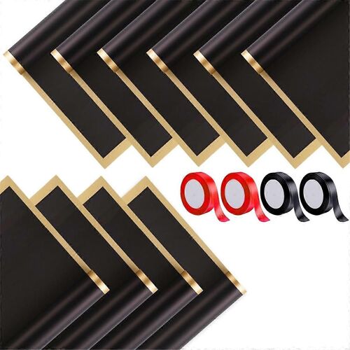 100 Feuilles De Papier D'emballage Fleur Noire Bord Doré Bouquet Accessoires