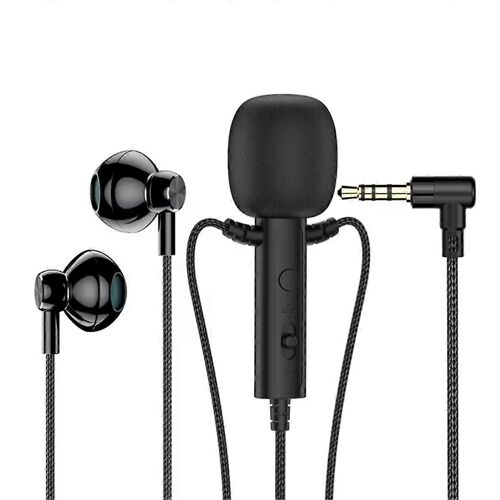 Microphone cravate intra-auriculaire 3,5 mm avec mini-clip pour écouteurs, pour karaoké, diffusion en direct, cours en ligne