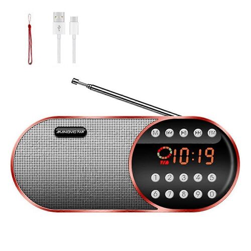 MANOVO Radio FM Plug-in Card Walkman Haut-parleur Bluetooth portable,A