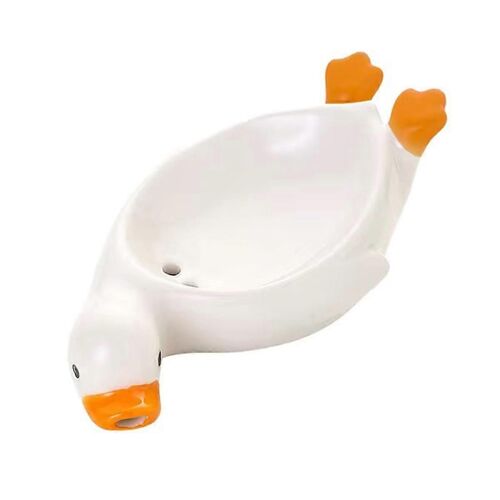 Porte-savon en forme de canard avec drain,porte-savon auto-drainant,blanc