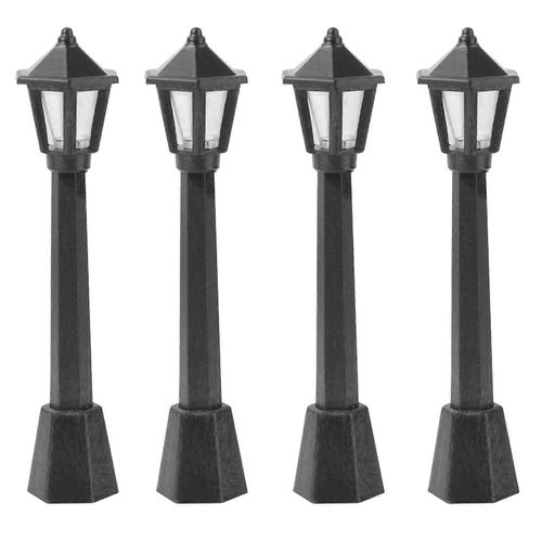 générique 4 pcs mini lampadaire poteau modèle train lampadaire poteau lumières miniature village de Noël sentier