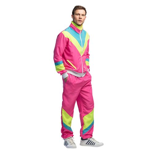 Déguisement Jogging Rétro Rose Fluo Homme - Taille: S (36/38)