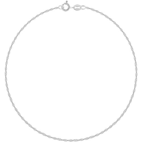 Kalsw-Chaîne De Cheville Argent 925/1000 Rhodié Maille Singapour 1 Mm