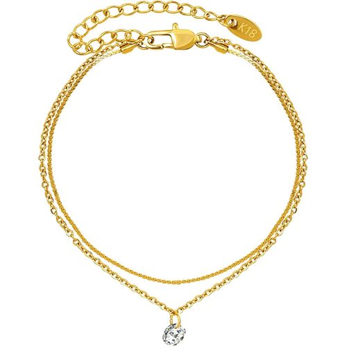 Tianyi-Chaîne De Cheville Pour Femme En Acier Inoxydable Plaqué Or 18 Carats 20cm/25cm À 30cm En Or/Or Rose/Argent Chaîne De Cheville En Couches Avec C?Ur/Zirconium/Spmiley/Biscuit