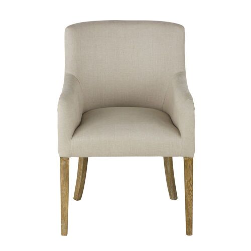 Fauteuil à dîner en lin beige ficelle