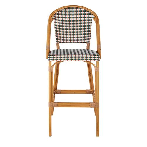 Chaise De Bar De Jardin Professionnelle En Aluminium Imitation Bambou Et Résine Tressée Recyclée Multicolore