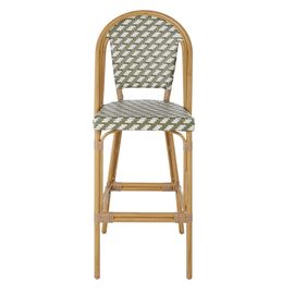 Chaise De Bar De Jardin Professionnelle En Résine Tressée Recyclée Blanche Et Verte