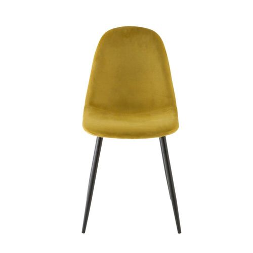 Chaise Style Scandinave En Velours Jaune