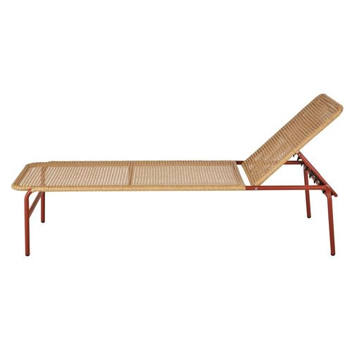 Bain De Soleil Pour Hôtel En Acier Terracotta Et Résine Recyclée Beige