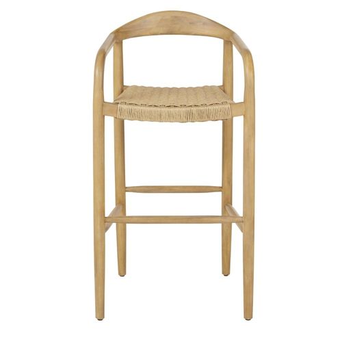 Chaise Haute De Bar En Bois D'acacia Et Résine Recyclée Tressée H78