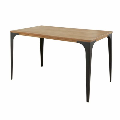 Table À Manger Professionnelle En Manguier Et Métal Noir L125