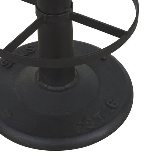 Tabouret De Bar Professionnel En Cuir De Buffle Camel Et Acier Noir