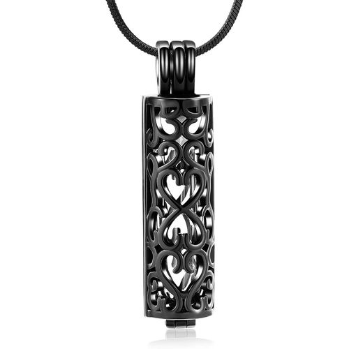 Kal-Collier Avec Pendentif Urne Funéraire Avec Fiole Cylindrique Creuse - Bijou Funéraire Pour Cendres - Pour Homme Et Femme
