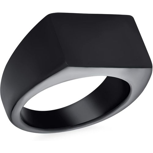 Kal-Bague Sceau Géométrique Personnalisée Pour Hommes Avec Monogramme Initiale Grande Déclaration Pour Hommes Adolescents Ton Noir Ou Argent Acier Inoxydable Finition Miroir Polie Personnalisable