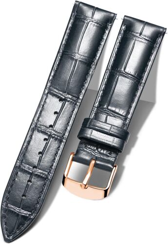 Bracelet De Montre En Cuir Crocodile Véritable Remplacement Montre Bracelet À Dégagement Rapide Etanche 10 Couleurs 13 Tailles Pour Hommes Femmes Boucle Au Choix Doré/Rose-Or/Argent(10-24mm)