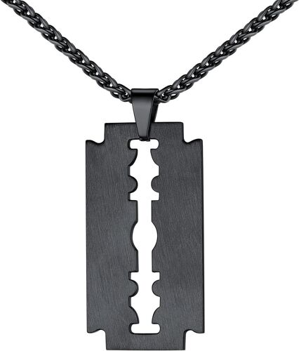Trahoo-Collier Pendentif Lame De Rasoir Personnalisable Avec Chaîne Maille Ajustable 3mm De Large Bijoux Homme Garçon En Acier Inoxydable/Plaqué Or