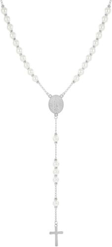Kal-Collier De Perles Avec Croix Collier Avec Pendentif Croix Chaîne En Acier Inoxydable Bijoux Cadeaux Pour Hommes Dames