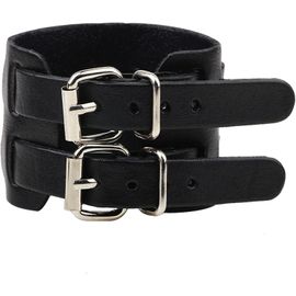 Kal-Bracelet Manchette En Cuir De Vachette, Bracelet À Double Boucle En Cuir Large, Bracelet De Mode, Bracelet Vintage Ajustable Pour Femme Homme