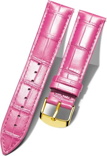 Bracelet De Montre En Cuir Crocodile Véritable Remplacement Montre Bracelet À Dégagement Rapide Etanche 10 Couleurs 13 Tailles Pour Hommes Femmes Boucle Au Choix Doré/Rose-Or/Argent(10-24mm)