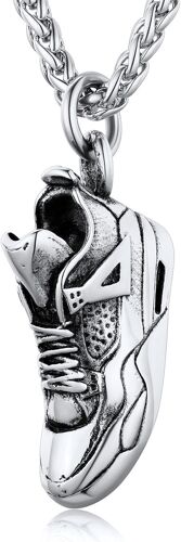 Kal-Collier Pour Homme Femme Chaîne Pendentif Chaussure Sportif Chaîne Spiga Réglable 55cm/3mm Hip Hop Bijoux En Acier Inoxydable/Plaqué Or 18k/ Noir