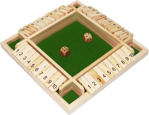 Shut The Box,Jeu De Société En Bois Avec 2 Dés,Jeu De Dés Pour 1 À 4 Joueurs,3 4 5 6 Ans Et Plus,Dés De Jeu En Bois De Puzzle,Jeux De Société Famille,Pour Enfants/Adultes (Vert)
