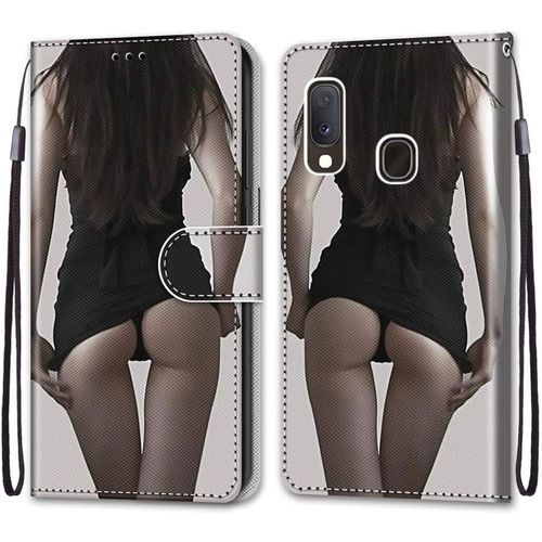 Coque En Pu Cuir Pour Samsung Galaxy A20e 5.8" Etui Flip Cover Clapet De Protection Portefeuille Avec Motif Upskirt Housse Magnetique Case Wallet Antichoc Cover Pour Samsung Galaxy A20e 5.8