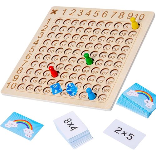 Chenquansarl-Table De Multiplication En Bois,10x 10 Jeu De Multiplication,Jeux De Plateau D'apprentis Des Multiplications Pour Enfants De 3 À 12 Ans
