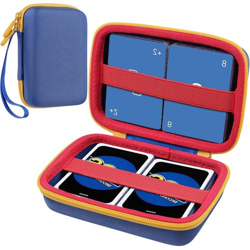Étui Rigide Compatible Avec Jeux De Uno - Capacité Maximale De 300 Cartes (Bleu, Sans Les Cartes)