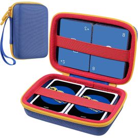Eryi-Étui Rigide Compatible Avec Jeux De Uno - Capacité Maximale De 300 Cartes (Bleu, Sans Les Cartes)