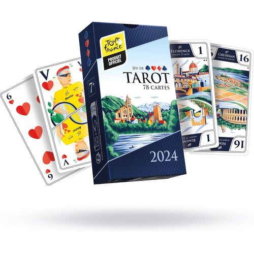 Play-Tour De France-Jeu De Tarot Officiel Du Tour De France 2024-Édition Limitée, Illustrations Exclusives Des Villes Étapes-Inclus 1 Règle Spéciale Pour Jouer La Conquête Du Maillot Jaune