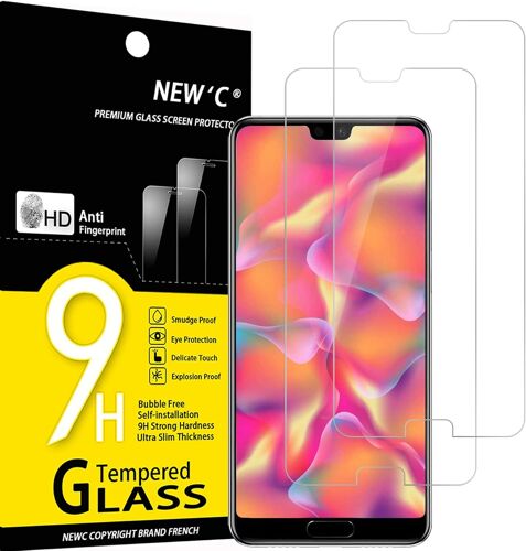 Pack Of 2 Tempered Glass Screen Protector Films For Huawei P20, Bubble-Free, Ultra-Resistant (0.33 Mm Hd Ultra Transparent) 9h Hardness Glass