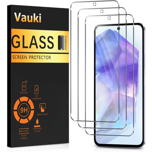 Pack Of 3 Tempered Glass Screen Protectors For Samsung Galaxy A55 5g / A35 5g, Ultra Resistant, Hd Ultra Transparent, Bubble-Free, 9h Hardness Glass, 6.5-Inch Clear