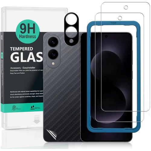 Pour Samsung Galaxy S25 Edge 5g Verre Trempé 6,7"",2 Pièces 9h Dureté Protection Écran,Avec 1 Pièce Protection Caméra,1 Pièce Film Arrière,Facile À Installer