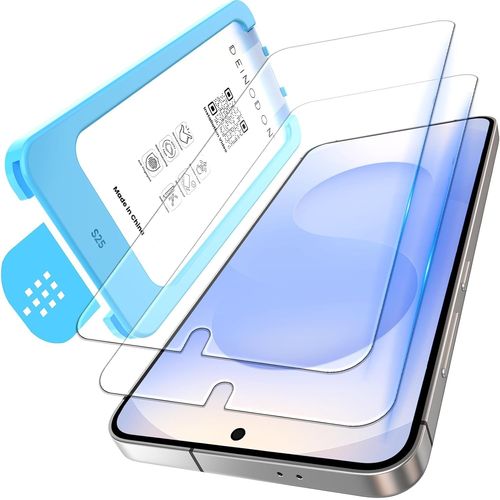 CAUC-Verre Trempé pour Samsung Galaxy S25 Compatible Empreinte Digitale, Installation Automatique Sans Bulles, Dureté 9H+ Vitre Ecran de Protection Anti-Rayures Anti Casse, 2 Pièces