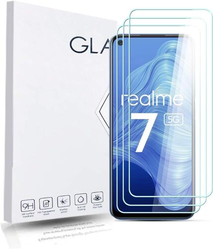 Screen Protector For Realme 7 [3 Pieces] High Quality 9h Tempered Glass Scratch Resistant Screen Protector User-Friendly Anti-Bubble Easy To Install 3d Support