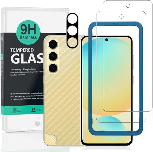 Pack Of 2 Tempered Glass Screen Protectors For Samsung Galaxy S24 Fe 5g 6.7 Inches, 9h Hardness Screen Protector, With 1 Piece Camera Protection, 1 Piece Back Film, Easy To Install