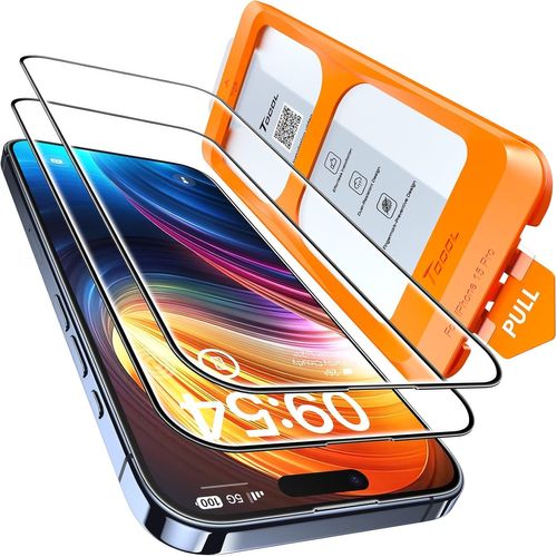 JGD-Verre Trempé pour iPhone 15 Pro, Dépoussiérage Automatique, Sans Bulles, Dureté 9H, Couverture Complète Protection écran, Coques de Téléphone Compatibles, 2 Pièces