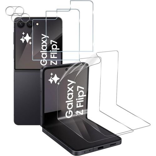 Screen Protector For Samsung Galaxy Z Flip 7/Flip 7 5g, 2 Pcs 9h Hardness Front + Flexible Inside + Rear Camera Protector, Hd Bubble-Free Film