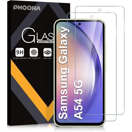 Pack Of 2 Tempered Glass Screen Protectors For Samsung Galaxy A54 5g, Anti-Scratch, 9h Hardness Glass, Bubble-Free, Ultra Transparent