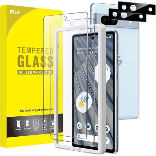 Verre Trempé Pour Google Pixel 7a 6,1 Pouces Avec Caméra Protecteur, Kit Outil D'installation, Film Protection Écran, Compatible Id D'empreinte Digitale, Hd Transparent, 2 Pièces Chacun